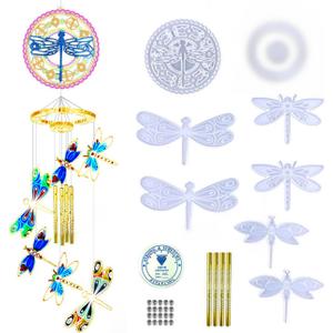 Dragonfly Wind Chimes Resin Molds Silicone Kit, Silicone Resin Mold Kit for Casting, Dragonfly Epoxy Resin Molds Craft Supplies for DIY Wind-Bell Decorations Home Decor