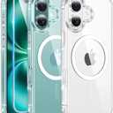 FNTCASE for iPhone 16 Case Clear: Magnetic Phone Cases with Screen Protector Drop Proof Compatible with Magsafe Slim Anti Yellowing Rugged Shockproof Protective Transparent Cell Cover (A-Clear)
