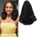 French Curl Crochet Braids for Black Women 12 Inch French Curl Braiding Hair Braids Box Braids Crochet Hair Pre Looped Curly Ends Curly Crochet Hair Extensions(1B)