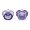 NUK Comfy Orthodontic Pacifiers, Purple Assorted, 18-36 Months, 2 Count, Soft & Durable Design for Baby Comfort