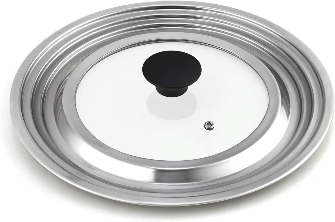Cook N Home 02670 Stainless Steel with Glass Center Universal Lid, Fits 8, 10.25, 11, and 12-Inch, Silver