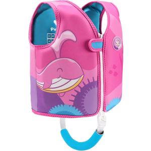 Pottwal Swim Vest for Kids - Swim Jacket - Made of Neoprene & EPE - with Adjustable Crotch Strap (Small, 8 Pockets - Pink)