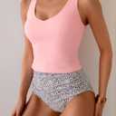 Eomenie Two Piece Tankini Swimsuits for Women Tummy Control Bathing Suits U Back Swim Tank Top with High Waisted Bottom (Pink, M)