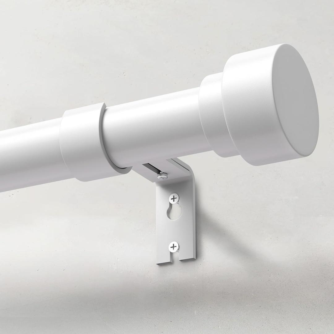 Heavy Duty Curtain Rods for Windows 66 to 120 Inch, 1 Inch Adjustable White Curtain Rod Set with Easy Installation and Modern Design (A1,White,30-120")