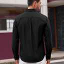 Lion Nardo Oxford Shirts for Mens Long Sleeve Dress Shirts Business Casual Button Down Shirts Untucked Shirts for Men (Black, S)