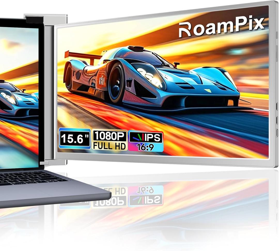 Laptop Screen Extender, 15.6" FHD 1080P IPS Portable Monitor for Laptop, Dual Monitor Extender for 13"-17.3" Laptops, Compatible with MacOS, Windows