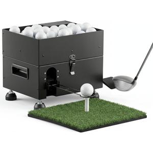 Range Reload Golf Ball Dispenser, Automatic Golf Ball Tee Up Machine for Driving Range, Golf Ball Launcher with 5 Rubber Tees - 60 Balls Capacity, Golf Training Equipment & Golf Simulator Accessories, Adjustable