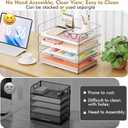 YKLSLH 4 Trays Paper Organizer Letter Tray - Acrylic Desk File Organizer, Stackable Clear Paper Holder Sorter Office Organizer for Letter/A4, Office File Ipad Books Notes Etc