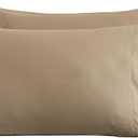 Microfiber Standard Bed Pillowcases 2 Pack, Super Soft Bed Pillow Covers Envelope Closure, Wrinkle, Fade and Stain Resistant, 20x26, Dark Beige