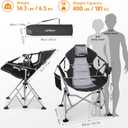 Oversized Hammock Camping Chairs, Folding Swing Chair with 1-Step Design, Swinging Hammock Chair with Adjustable Backrest, Lumbar Support & Headrest for Outdoor&Indoor, Support 400LBS, Black