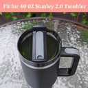 2 x 40 OZ Tumbler Lid Replacement Compatible for Stanley Quencher, 2 Pack Spill Proof Clear Tumbler Covers for Stanley Cup Accessories(Black)
