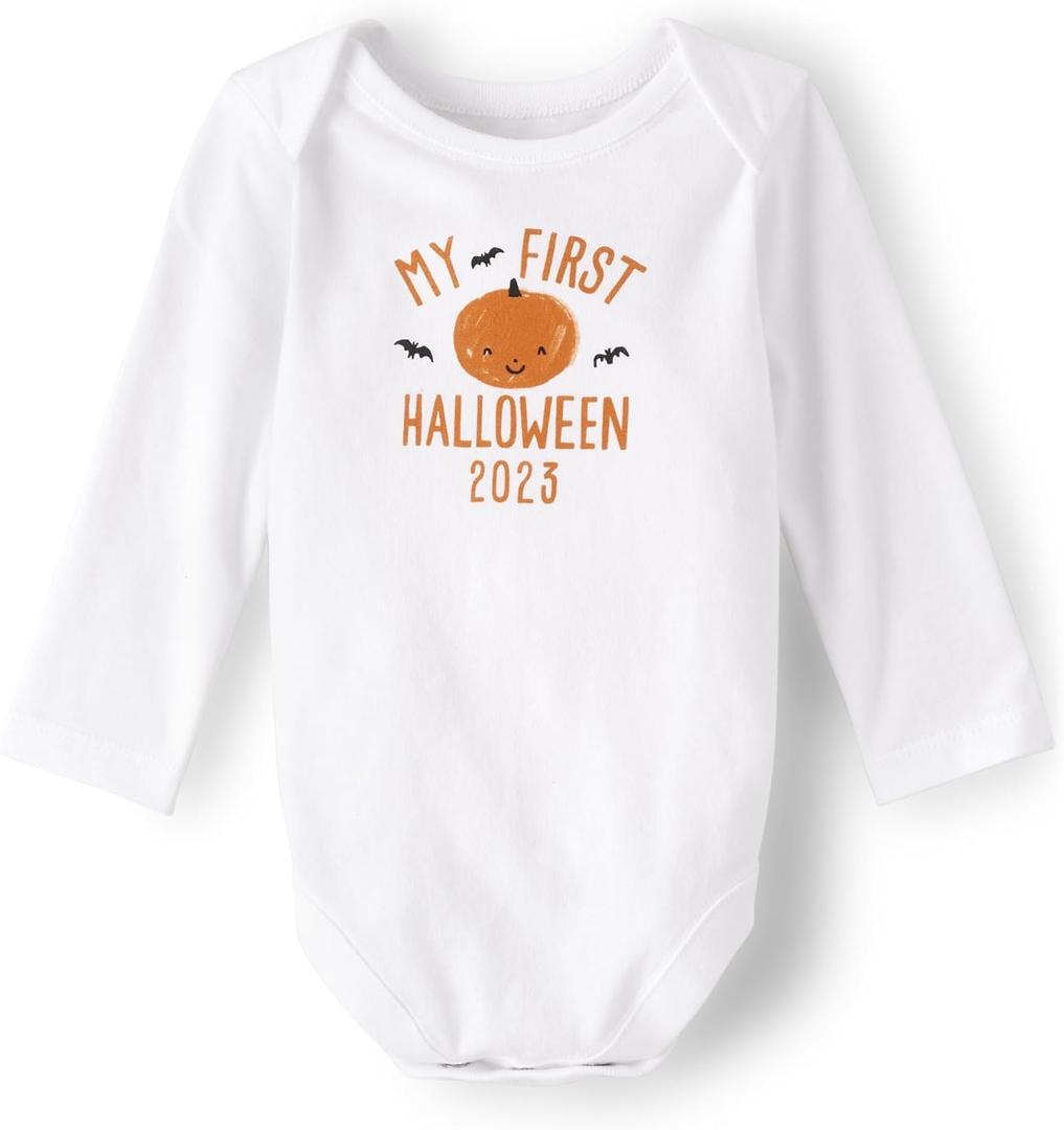 The Children's Place Baby and Newborn Long Sleeve Graphic Bodysuits (White)