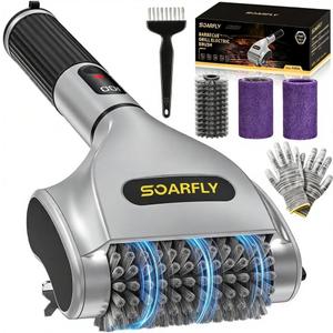 SOARFLY Electric BBQ Grill Brush, 800RPM Grill Cleaner for Outdoor Grill with 2-Speed & 20kg TorqueLast 3.5H, Dual LED Light for Night, No Bristle Drop Safe for Cast Iron Stainless, Gifts for Men Dad