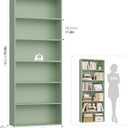 FOTOSOK 6-Tier Open Bookcase and Bookshelf, Freestanding Display Storage Shelves Tall Bookcase for Bedroom, Living Room and Office, Green
