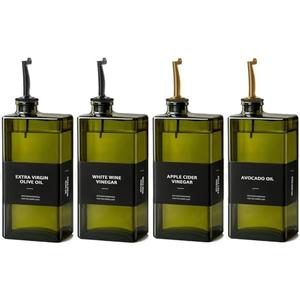 Olive Oil Dispenser Bottle for Kitchen - UV-Protected Oil Bottles 16.9oz, Oil and Vinegar Dispenser Set, Drip-Free Pourer, Elegant Kitchen Essential- 16.9oz, Set of 4
