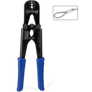 iCrimp Swaging Tool, Wire Rope Crimping Tools for Aluminum Copper Duplex Hourglass Sleeves, Stop Buttons and Ferrules with Built-in Cable Cutter Works from 3/64-inch to 1/8-inch