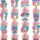 6 7 Birthday Decorations - 36 Pcs 67 Meme Birthday Theme Party Cupcake Toppers Decor, Ice Cream Drip Baseball Cup Cake Toppers Party Supplies for Boys Girls