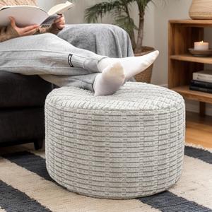 Asuprui Round Ottoman Pouf Ottoman Foot Stool Seat Faux Fur Bean Bag Foot Rest Floor Chair Leg Rest for Living Room, Bedroom or Wedding Gifts 20x20x14 Inches (Light Gray) (Ash Grey)