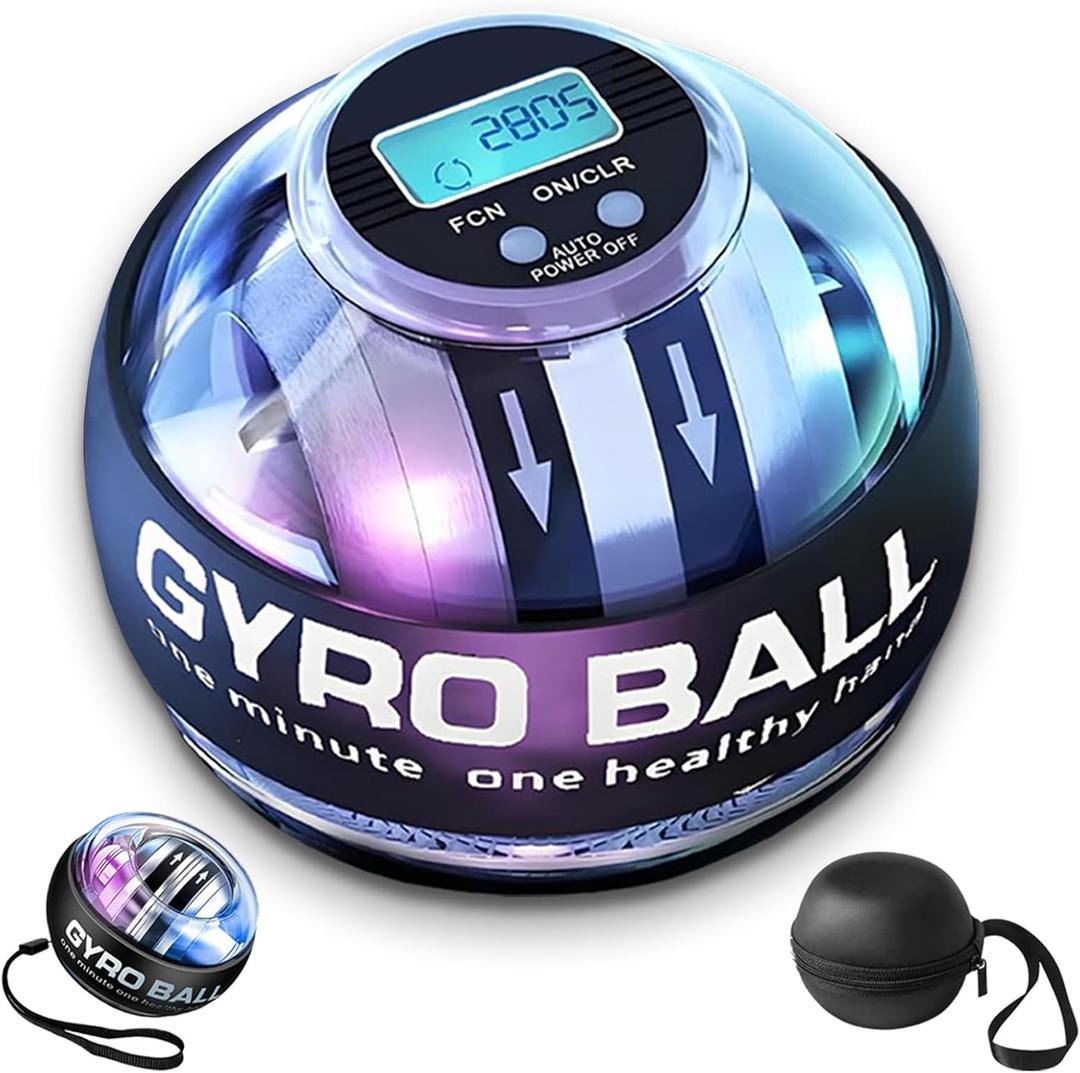 Curaball Hand Exerciser with Counter: Torque Ball Gyro Wrist Ball - Forearm Strengthener & Hand Strengthening Devices Featuring Shoulder Reliever Ball Swing (with LED Lights)