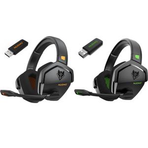 NUBWO Wireless Gaming Headset with Mic for Ps5 Ps4 PC, Zero Interference, 100-Hour Battery All-Day Play, 23ms Sync for Fortnite & Call of Duty/FPS Gamers - Orange & Green