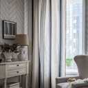 vctops Striped Cotton Linen Window Curtains Farmhouse Country Style Room Darkening Rod Pocket Curtain Panel for Bedroom Living Room, 1 Piece (Navy,59"x79")