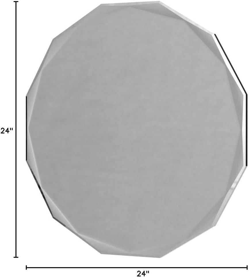 MUAUSU Frameless Scalloped Wall Mirror for Bathroom - Round 24'' X 24'' X 1" Beveled Edge Frameless Bathroom Mirror