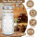 32 oz Mason Jars with Airtight Lids and Bands, 12-Pack with Wide Mouth, Rustic Stickers & Tags, Quart Glass Canning Jars for Pickling, Food Storage, Fermentation,Overnight Oats