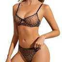 Lilosy Sexy Mesh Sheer Push Up Lingerie Set XS