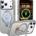 Magnetic 360 Stander for iPhone 17 pro max Case, Gray | Mil-Grade Protective, Shockproof, Translucent Matte Non-Slip Finish, Anti-Scratch Phone Case for iPhone 17 Pro Max