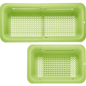 LASSHSWA Collapsible Colander for Kitchen, Over the Sink Strainer Basket for Kitchen, Fruit Pasta Food Strainer Expandable Plastic Colander BPA Free (Green)