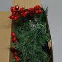 Christmas Garland Lights 6.56 FT Smokey Pine Garland with 30 LED Fairy Lights Battery Operated Garland Lights with Red Berries Bells Pine Cones Christmas Indoor Home Decorations