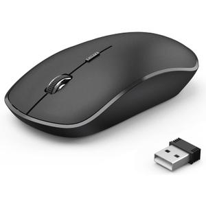 JOYACCESS Wireless Mouse, 2.4G Portable Slim Silent Computer Mouse Wireless with USB Nano Receiver, 2400 DPI, for Notebook, Laptop, PC - Black
