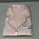 2 x Womens Silk Satin Pajamas Set Short Sleeve Sleepwear Button Down Loungewear 2 Piece Pjs Shorts Set (Pink, M)