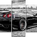 GTR Car Poster 5 Piece Sports Car Canvas Wall Art for Men Office Bedroom Living Room Decor Boy Gift (Unframed)