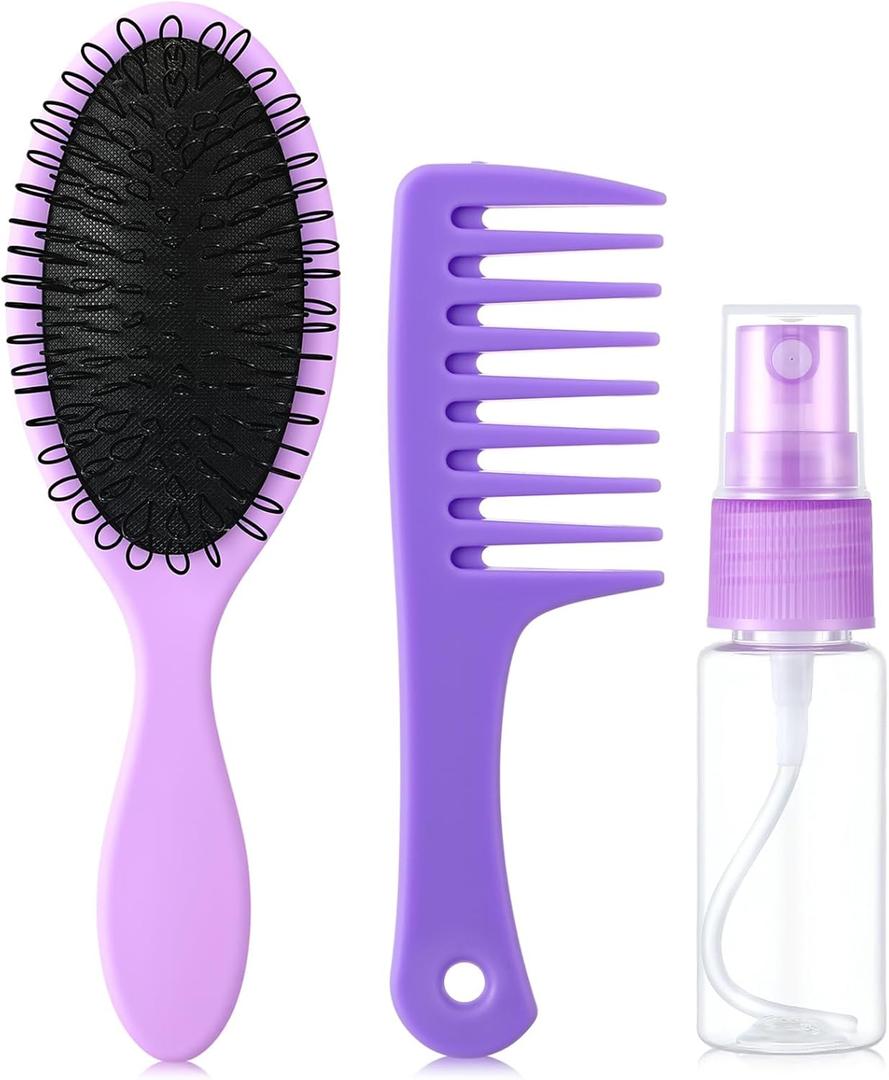 Civaner 3 Pieces Doll Wig Brush Set with Spray Bottle, Comb and Styling Accessories for 18 Inch Dolls (Purple)