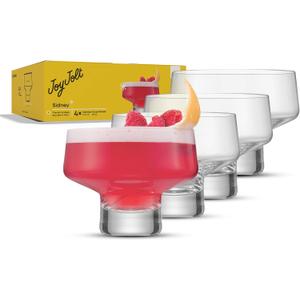 JoyJolt Sidney Stemless Coupe Glasses Set of 4 | 10oz Cocktail Glasses for Espresso Martini, Margarita, Manhattan, Champagne, Daiquiri, Cosmopolitan | Premium Crystal Made in Europe