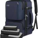 Personal Item Backpack for Airlines, Expandable Travel Backpack with 3 Packing Cubes, TSA Flight Approved Carry on Travel Bag, Large Water Resistant Luggage Suitcase bag for Men Women, Blue