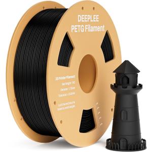 DEEPLEE PETG 3D Printer Filament 1.75mm 1KG, Dimensional Accuracy +/- 0.02 mm, High Toughness & Impact Resistance PETG Filament Fits FDM 3D Printers, Black