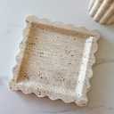 Vintage Natural Marble Tray Small Ornaments Scalloped Tray Handmade Storage Dish for Counter, Vanity, Dresser, Nightstand and Desk (Beige Travertine)
