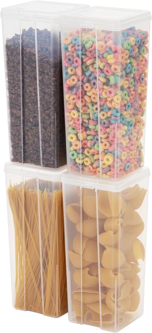 IRIS USA Food Storage Containers with Flip-Top Lid, 3.9 Qt - 4 Pack, Clear Stackable Food Containers for Kitchen & Pantry Organization, BPA-Free, Food Grade Plastic For Flour, Sugar, Dry Food, Grain, Food Grade Large - 4 Pack