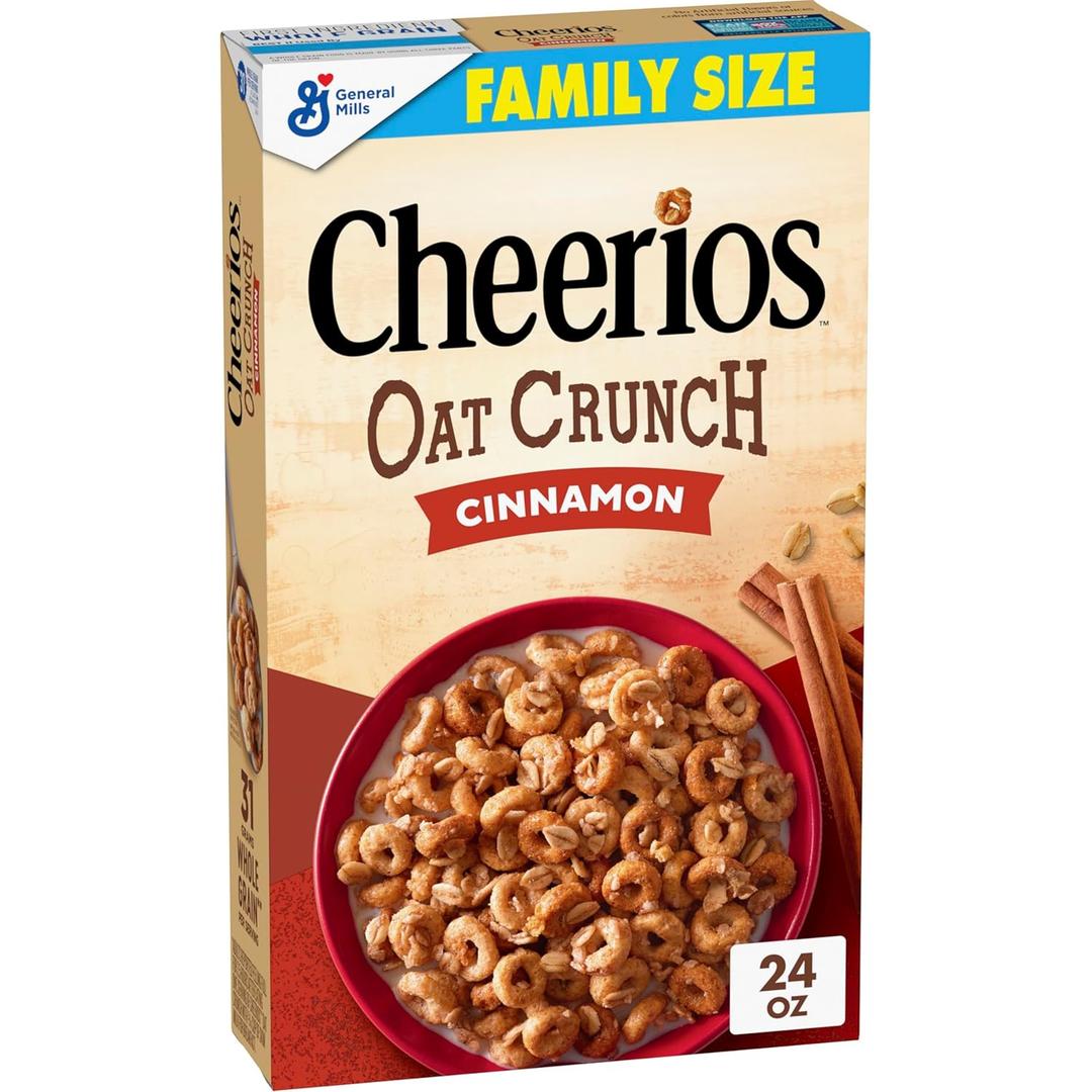Cheerios Oat Crunch Cinnamon Breakfast Cereal, Made with Whole Grain, Family Size, 24 oz (24 Ounce (Pack of 1)) BB 10/22/26