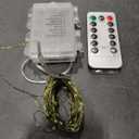 Mudder Christmas Battery Operated String Lights Outdoor Green Fairy String Waterproof Starry Fairy Lights with 8 Modes Remote Control Timer for Garden Room Christmas Tree(33ft,Green and Warm White)