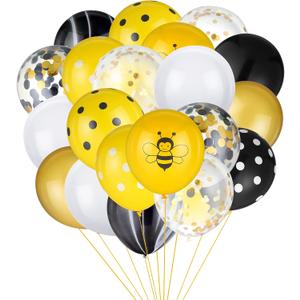 Skylety 100 Pcs Bee Balloons Decorations Kit Happy Bee Day Dots Balloon Confetti Black Yellow Latex Favor for Birthday Party Decoration