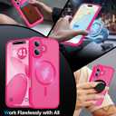 Magnetic Shockproof for iPhone 17 Case,[Full Camera Protection][Compatible with Magsafe][Non-Slip][Mil-Grade Protection] Slim Anti-Yellowing Translucent Matte Phone Case for iPhone 17,Hot Pink