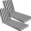 Chaise Lounge Cushions Outdoor Set of 2, 71"x22"x3" Patio Lounge Chair Furniture Cushions with Washable Covers for Pool, Patio, Lawn (Black+White Stripes, 2 Pcs)