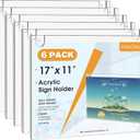 MaxGear Acrylic Sign Holder 11 x 17 Inch, Wall Mount Sign Holders Clear Plastic Picture Frame with Adhesive Tapes and Mounting Screws for Office, Home, Store, Restaurant, Landscape, 6 Pack