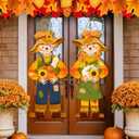 Shellwei 2 Pcs Thanksgiving Scarecrow Door Decor Fall Porch Sign Decoration Fall Wreath for Front Door Scarecrow Hanging Sign Thanksgiving Decor for Autumn Harvest Party Home Porch Wall Indoor Outdoor