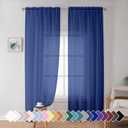 Simplebrand Royal Blue Sheer Curtains 72 Inches Long 2 Panels for Living Room, Rod Pockets Airy Window Treatments Voile Sheer Curtains Panels Lightweight for Front Back Patio Glass Door, 42" Width
