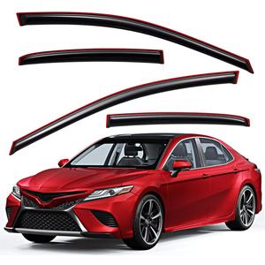 Lightronic Extra Durable Clip-on in-Channel Auto Vent Window Visor, Fits 2018-2024 Toyota Camry, UV Protection Rain Guard, Original Wind Deflector, No-Drill Easy Install, Dark Smoke, 4-Pcs