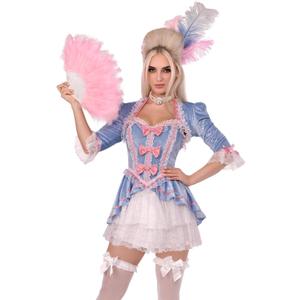 Marie Antoinette Costume, Includes Ruffle Trimmed Velvet and Lace Dress With Bow Accents and Shrug (Medium)